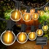 SUWIN Catena Luminosa Esterno Solare, 31M Luci Stringa da Esterno Energia Solare con 50+2 Lampadine LED G40 4 Modalità, Impermeabile Luci Natale Solari Esterno per Patio, Jardin, Giardino, Fête