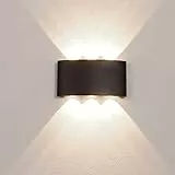 Dopastore Applique da Parete LED 18W Design Moderno Bianco Lampada da parete Da Interno Esterno Impermeabilità IP65 Per Camera Salone Giardino (Nero luce naturale 4000k)