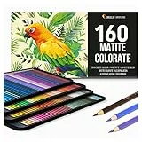 Zenacolor - 160 Matite Colorate Professionali, con Scatola in Metallo - Pastelli Colorati Set di 160 Colori Unici - Disegno, Schizzo, Colorazione - Per Adulti o Bambini