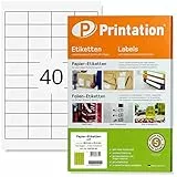 Printation 3657 - Etichette universali autoadesive 48,5 x 25,4 mm, 4000 pz su 100 fogli A4 (4 x 10), colore: bianco