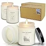 Candele Profumate Set da 4 in Vetro 200g Cera di Soia Fragranze di Lavanda, Pino Persimmon e Vaniglia per la Casa, Aromaterapia per lei, Regalo di Compleanno per Donna Mamma, Durata Fino a 200 Ore