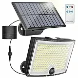 Luce Solare LED Esterno, Kagoling [1 Pezzi] Faretto Solare da Esterno con sensore di movimento[202LED/3Modi] Luci Solari Esterno impermeabile IP65 con telecomando e cavo di prolunga da 5M per giardini
