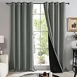 Deconovo Tende per Interni Oscuranti Totali con Anelli, Termiche Isolamenti, Tende Decorative per Finestre Soggiorno e Camera da Letto, 140x280 CM, Grigio Chiaro, 2 Pezzi