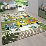Paco Home Tappeto per cameretta per Bambini a Pelo Corto con Animali e Motivi Tropicali, Dimensione:80x150 cm, Colore:Verde 3
