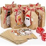 MOOKLIN ROAM 16 pcs Sacchetti regalo di Caramelle, Scatole di Carta con tag bianchi e nastri fiocco di neve rosso, Ideale per Feste Natalizie Forniture, Matrimonio, 4.64'x 2.95' x 7.08'