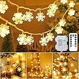SODREE Luci Albero di Natale Interno, 6M 40 LED Catena Luminose Luci Fatate Fiocco di Neve Alimentata USB/Batteria, Luci Stringa Impermeabile Esterno ed Interno per Decorazione Casa, Natale, Feste