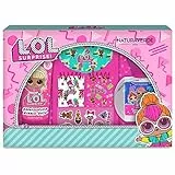 Naturaverde | Kids - L.O.L. Surprise! - Confezione Regalo, Stationery Set, Eau de Toilette Natural Spray da 50ml e Bagnoschiuma in Tubo da 100ml, Set 3 Notebooks e Stickers in Rilievo