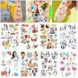 Qpout Tatuaggi Temporanei Carini per Bambini, Unicorno Panda Sirena Pirata Fenicottero Cane Volpe Adesivi Tatuaggio Impermeabili, Ragazzi Ragazze Regali Festa di Compleanno Riempitore Borsa