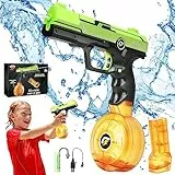 VATOS Pistola elettrica ad acqua - Pistole automatiche ricaricabili con 2 caricatori 500cc, 32 FT Pistola ad acqua a lunga distanza Bambini Adulti, Giocattoli ad acqua elettrici estivi Blaster (Verde)
