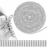 Aster Lacci elastici da 5 m, con 20 capsule in metallo, con brillantini, colore argento, rotondi, in nylon lampeggiante, per scarpe sportive fai da te, scarpe da ginnastica, argento, X-Large