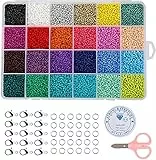 Naler Perline Vetro di 2mm Perline Colorate per Fai da Te Mini Perle di Braccialetti, Collane, Bigiotteria 24 Colori