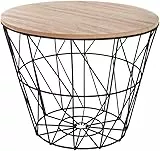 Avilia Tavolino Nero da Salotto - Comodino Rotondo - Design Elegante con Struttura in Metallo 38x38x30,5 cm