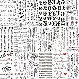 Moheer 18 Fogli Parole Motto Nero Tatuaggi Temporanei Adulti Donna Uomo Scritte Lettere Proverbio Infinito Tatuaggi Finti Bambini Bambina Maschi Realistico Braccio Collo Mano Dito Caviglia Tatuaggio