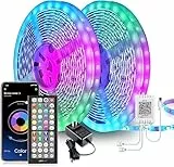 Mexllex Tiras Led 30 Metros(15M*2), Tira LED RGB 5050 Luces Led Habitación, Control con App y Mando a Distancia, Cambia el Color con la Musica, Para Decoración de Bares, Fiestas, Cocina, Habitación.