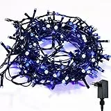 WISD Luci di Natale - Catena Luminosa 600 LED 33M Esterno Interno con Cavo Verde, Funzione di Timer e Memoria - Decorazioni Natalizie per Albero di Natale, Giardino e Festa (Blu+ Bianco)