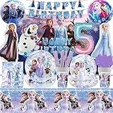 NOVBAON Set di Stoviglie Per Feste di Compleanno Per Bambini Froze, Decorazioni Per La Festa di Compleanno di Elsa Froze Forniture Feste di Compleanno, Kit Compleanno Froze 5 Anni
