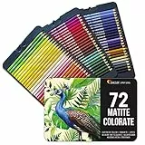 Zenacolor 72 Matite Colorate (Numerato) con Scatola in Metallo 72 Colori Unici per Disegnare e Libri da Colorare - Facile Accesso con 3 Vassoi - Ideale per Artisti