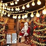 Catena Luminosa Dimmerabile 10 Metri 100 LED Sfera Luminosa Giardino con Telecomando, 8 Modalità Regolabili, Funzione Memoria, Decorazione di Natale/Matrimonio/Festa (Bianco Caldo)