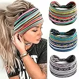 3 pezzi Larghe Fasce Elastiche per Capelli 5.5in Larghezza Boho Larga Fascia Capelli Elasticizzate Fasce Larghe per Donna per la Corsa le Feste Sportive e la Vita Quotidiana