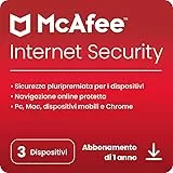 McAfee Internet Security 2023 | 3 dispositivi | Software antivirus e di sicurezza Internet | Windows/Mac/Android/iOS | Abbonamento di 1 anno | Codice di download