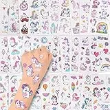 AOOWU Tatuaggi Temporanei Bambini, 30 Fogli Tatuaggi Temporanei Bambine Unicorno Anallergico Tatuaggi per Ragazze, Adesivi Trasferelli per Bambini Gadget Unicorno Compleanno Bambina Regalo Festa