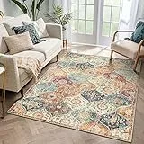 KIMODE Tappeto marocchino a traliccio per camera da letto, 90 x 150 cm, lavabile in panna, morbido tappetino da cucina, antiscivolo, geometrico, per interni, bagno, soggiorno, ingresso