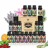 Oli Essenziali per Diffusori, Set di olio essenziale 18 x 10 ml, Essenze Naturali,Tea Tree Lavanda Rosmarino Eucalipto Ylang-ylang Incenso Citronella Arancia Menta Limone Bergamotto