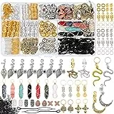 Teruntrue 170 pezzi Dreadlocks gioielli per capelli, filo d'oro avvolto perline di cristallo accessori per capelli per trecce da donna, Polsini per capelli Bobine di metallo Ciondoli di perle