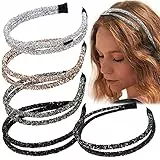 VEGCOO 5 Pz Cerchietto Per Capelli, Fasce Strass a Doppio Lato, per Donna Ragazza