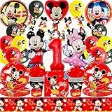 93 PCS Topolin Festa Compleanno, Qtizxrui Palloncini Compleanno Topolin 3 Anni, Palloncini Festa Tema Topolin Kit Includere Piatti, Tovaglioli, Tovaglie ect Decorazioni Feste Temaper Bambini 10 Ospiti