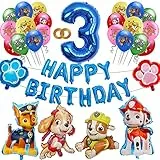 Gohytal Paw Dog Patrol palloncini, Paw Patrol decorazione compleanno 3 anni,festa palloncino compleanno decorazione set con Paw Patrol Happy Birthday striscione per bambini decorazione di compleanno