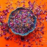 Petali di fiori naturali secchi commestibili 'fiamma marocca' - 50 g - calendula arancione, rosa rossa e fiordaliso blu - commestibile - torta - cuocere - cocktail - decorazione (350)