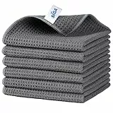 MR.SIGA Panni in microfibra a cialda, panni per la pulizia riutilizzabili Panni per la pulizia assorbenti Panni in microfibra Panni per la pulizia dei vetri, 6 pezzi, grigio