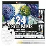 Zenacolor Set da 24 Tubetti di Pittura Acrilica, Colori Acrilici - Confezione da 24 x 12ml