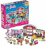 MEGA Barbie - Scuderia dei cavalli, set da costruzione tra cui 3 micro bambole barbie, animaletti e tanti accessori, Giocattolo per Bambini 5+ Anni, HDJ87