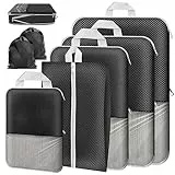 Meejoy Organizer Valigia Set di 7 Packing Cubes, Organizer Valigia Salvaspazio Estensibile, Organizer Viaggio per i Vestiti Scarpe Intimo, Valigia Salvaspazio per Zaini o Bagagli a Mano space(Nero)
