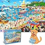 HUADADA Puzzle 1000 Pezzi, Puzzle Impossibili, Puzzle Adulti, Puzzle Arte per Adulti, Puzzle Paesaggi Giochi Rilassamento e Intelligence, Puzzle per Gioco Familiare, Puzzle Regalo, Spiaggia Felice