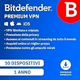 Bitdefender Premium VPN 2023 | 10 dispositivi | 1 anno | PC/Mac/Mobile| Codice d'attivazione via email