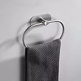 Porta Salviette da Bagno HAMON Portasciugamani Autoadesivo in Acciaio Inossidabile Anello Porta Asciugamani Montaggio a Parete Sospeso Ovale Accessori per Bagno e Casa 10 kg di Carico (Argento)