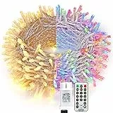 Luci Natale Esterno, BrizLabs 30M 300 LED Catena Luminosa Bianco Caldo Colorate 11 Modalità Impermeabile con Telecomando Luci Stringa Illuminazione per Interno Casa Albero Giardino Festa Decorazioni