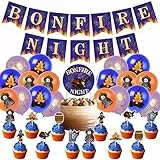 Falò Night Party Decorazioni Guy Fawkes Falò Banner Bonfire Night Balloon Fuochi d'artificio Notte Cupcake Toppers per Falò Notte Partito forniture