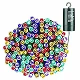 Qedertek Luci Natalizie a Batteria da Esterno, Catena Luminosa 20M 200 LED, Cavo Verde Scuro, Luci Led a Batteria con Gancio, Luci Colorate per Addobbi Natalizi, Luci Impermeabile per Albero di Natale