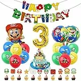 Gohytal Decorazione Super Mario 3 Anni, Decorazione Compleanno Super Mario Decorazioni per Feste di Compleanno per Bambini Super Mario Palloncini Decorazioni Torta Mario Compleanno per Ragazza Ragazzo