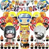 NOVBAON 41Pcs Kit Palloncini Compleanno Narutto, Addobbi Compleanno Narutto Bambino, Pallone Decorazione di Compleanno Anime Narutto, Decorazione Torta Narutto, Kit Compleanno Bambina