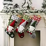 Boseago 3 Pezzi Calze Natalizie da Appendere Grandi 50 x 25 cm Calza di Natale per Camino,Decorazione per Albero di Natale Sacchetti Regalo(A)