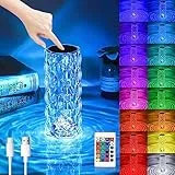XINGGANG Lampada da Tavolo in Cristallo, Lampada da Tavolo in Cristallo 16 Colori 4 Modalità, Touch Dimmerabile Ricaricabile Luce da Comodino a LED con Telecomando per Camera da Letto Bar Ristoranti