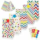 Leenou 20 Pezzi Sacchetti Regalo di Carta, Buste Regalo Sacchetti per Caramelle, Borsa da Festa con 54 adesivi, Sacchettini Compleanno Bambini per Confezionare Regali, Matrimoni, Festa, Natale