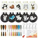 WATINC Kit da ricamo per punto croce per principianti, kit per punto croce stampato con animali polari, kit da cucito con punto ad ago, set da cucito con istruzioni (lingua italiana non garantita), 18
