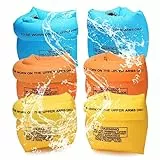 SKHAOVS 6 Pcs Braccioli per Bambini Adulti, Braccioli da Nuoto Bracciali Gonfiabili Galleggiante Braccioli Swimming Arm Bands, Ausili per Nuoto per Peso 15-100 kg (Blu,Arancione,Giallo)