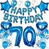 Feelairy Palloncino Compleanno 70 anni Uomo, Blu Decorazione di Compleanno 70 anni Uomo, Palloncino Foil Numero 70, Palloncini Buon Compleanno Banner, Decorazione per Feste di Compleanno Uomo